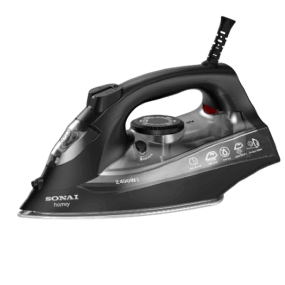 Sonai Steam Iron Homey – Ceramic Plate MAR-8400, 2400 Watt, adjustable steam, black color Sonai Steam Iron Homey – Ceramic Plate MAR-8400, 2400 Watt, adjustable steam, black color